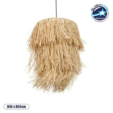 GLOBOSTAR® WEG 203-0036 Boho Κρεμαστό Φωτιστικό Οροφής με Ντουί 1 x E27 AC 220-240V IP20 - Μπεζ - M45 x Π45 x Υ53cm